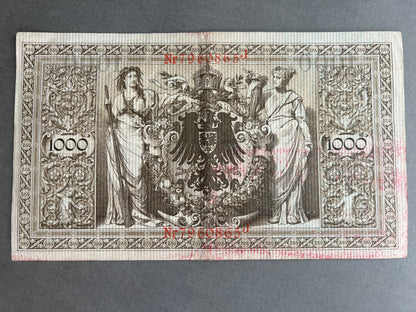 WW1 Tysk "Reichsbanknote" Pengeseddel. Fra 1910. Original.