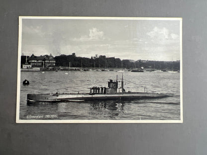 WW1/WW2 Dansk Marine Postkort. Ubåden "TRITON" motiv. Original.