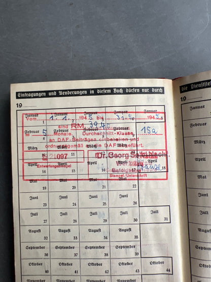 WW2 Tysk DAF Medlemsbog. Godt udfyldt. Original.