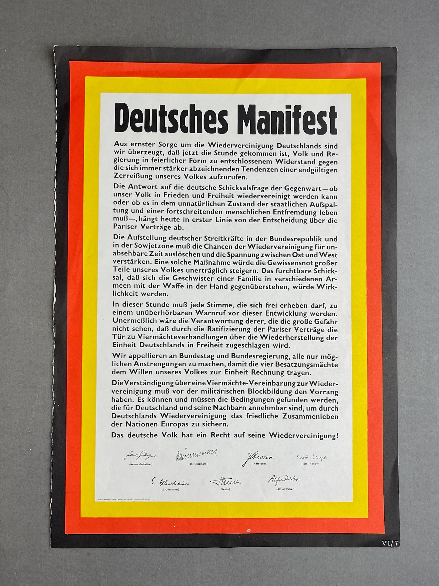 Østtysk DDR "Deutsches Manifest" Løbeseddel/Plakat. Original.