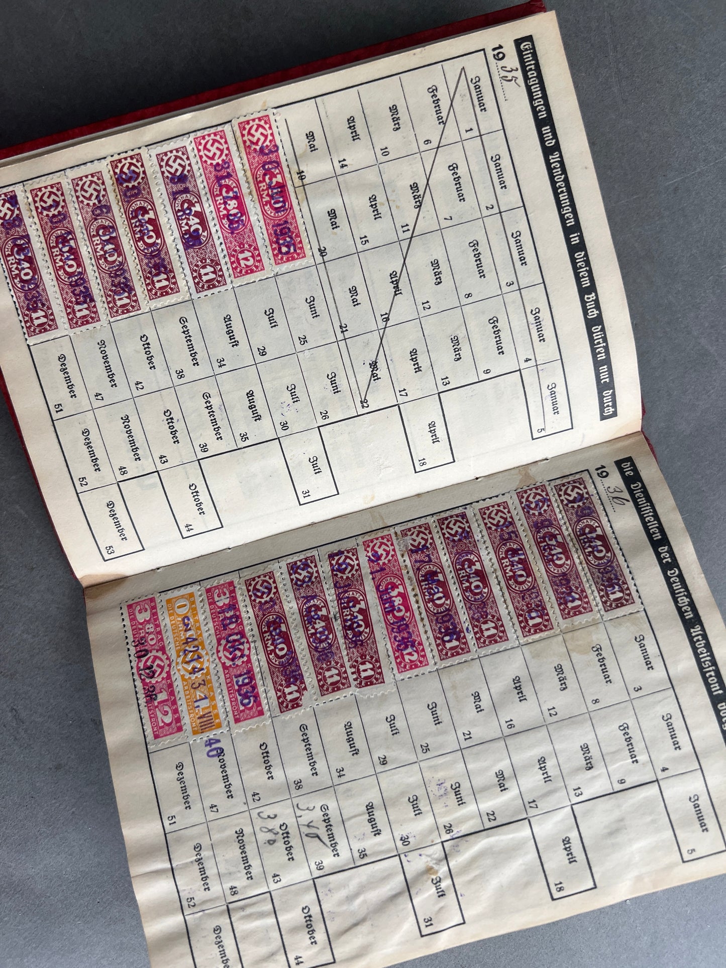 WW2 Tysk DAF Medlemsbog. Godt udfyldt. Original.