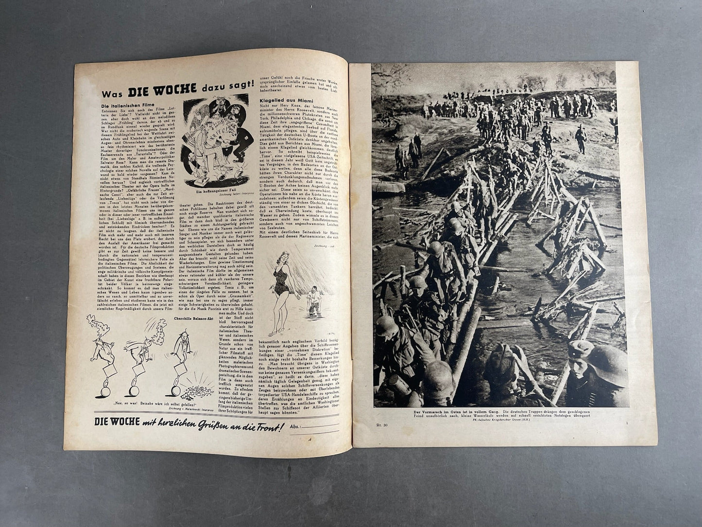 WW2 Tysk "Die Woche" Blad. Original.