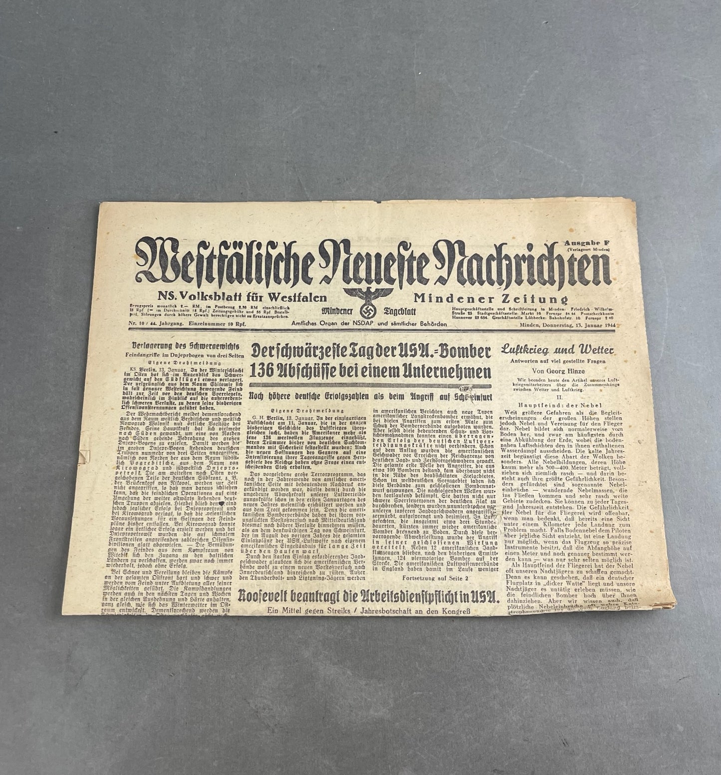 WW2 Tysk NSDAP Avis. Original.