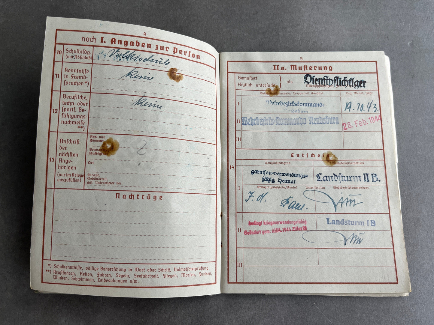 WW2 Tysk Wehrpass. Original.