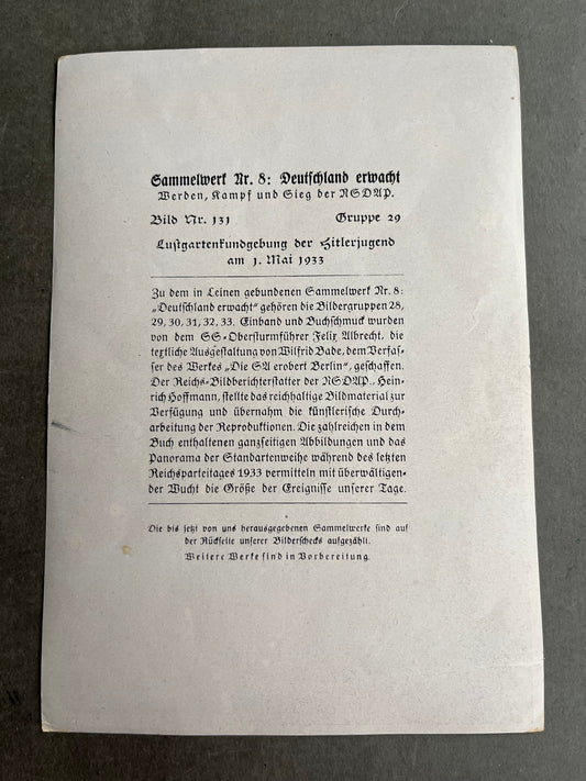WW2 Tysk "Cigaretten Album" Billede. 12x17 cm. Godt HJ motiv. Original.