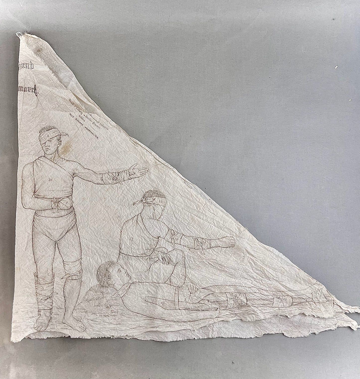 WW1 Tysk Feltforbinding med vejledning trykt. En af de bedre. Dekorativ. Original.