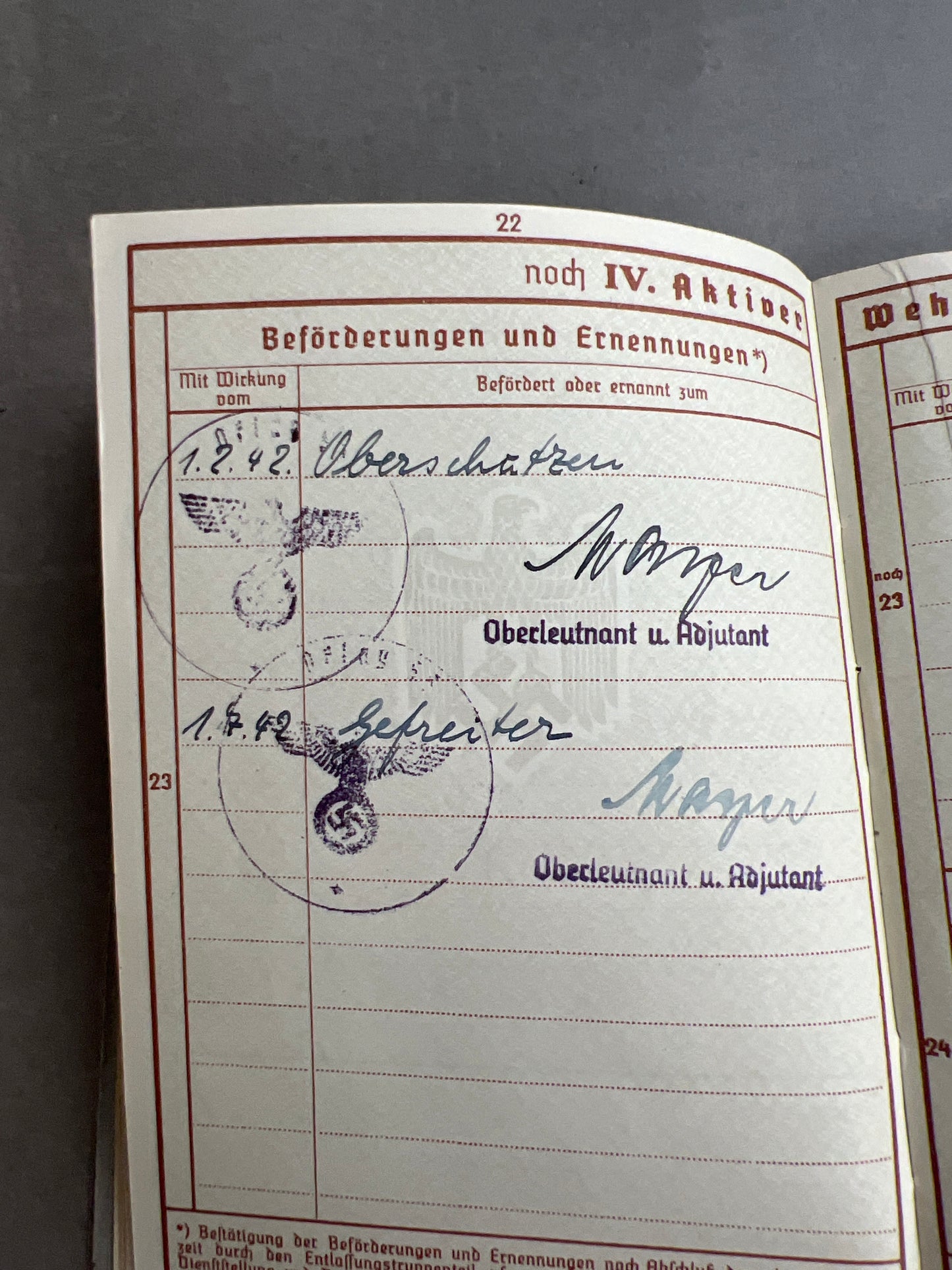WW2 Tysk Wehrpass Lot fra en Gefreiter. Original.