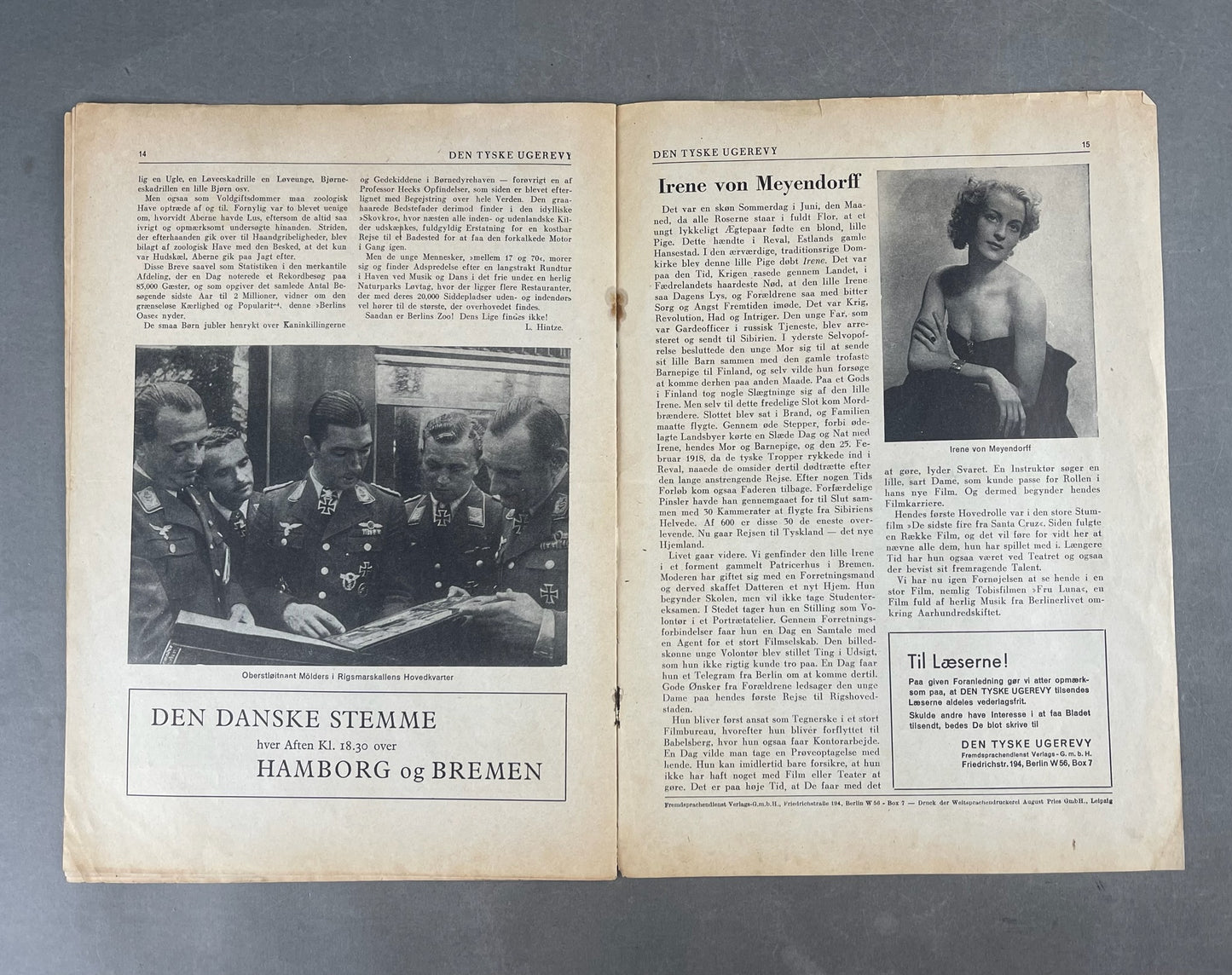 WW2 Dansk Nazistisk "Den Tyske Ugerevy" Blad. Original.