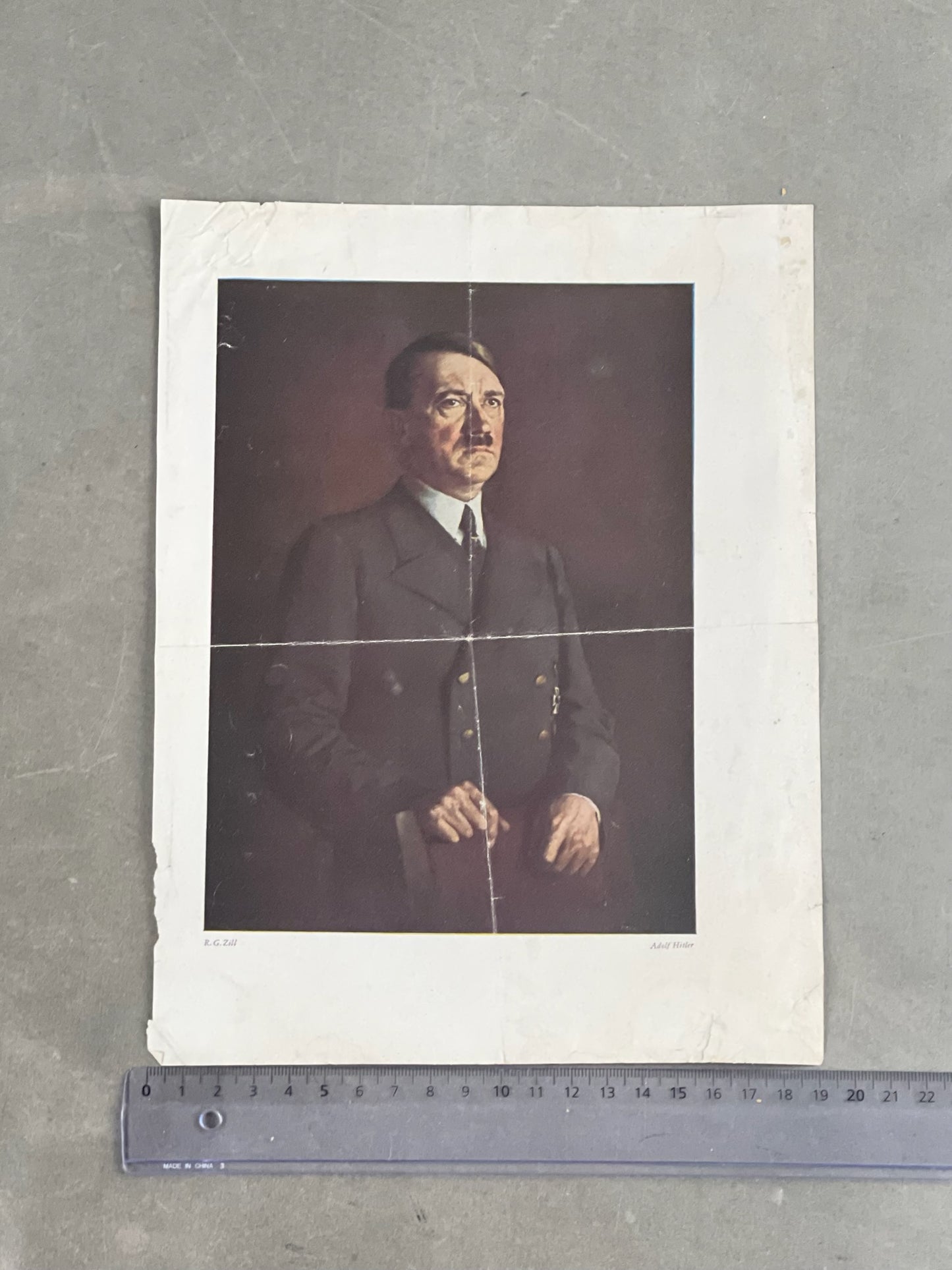 WW2 Tysk Stort Adolf Hitler Billede. Original.
