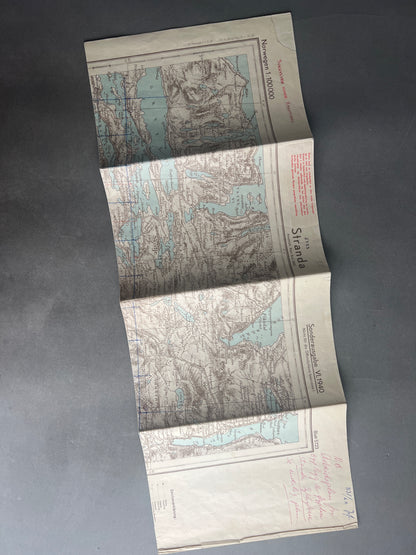 WW2 Tysk Militær Kort over en del af Norge. "Sonderausgabe" fra 1940. Original.