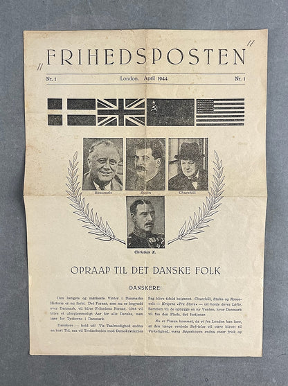 WW2 Dansk Illegal "FRIHEDSPOSTEN" fra april 1944. Original.