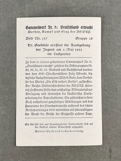 WW2 Tysk "Cigaretten Album" Billede. Godt Goebbels/SA motiv. Original.