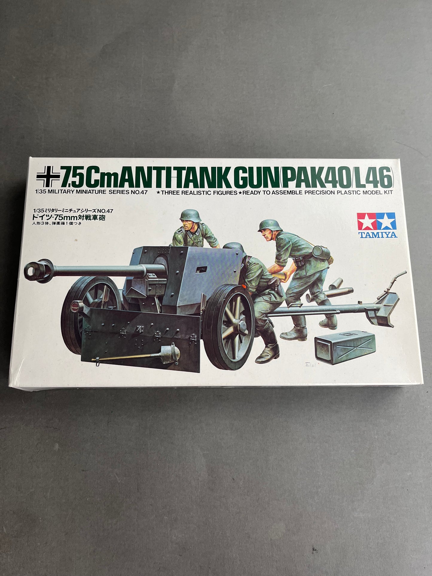 Ældre Samle-/Modelsæt. "7,5cm Antitank". Ubrudt emballage.