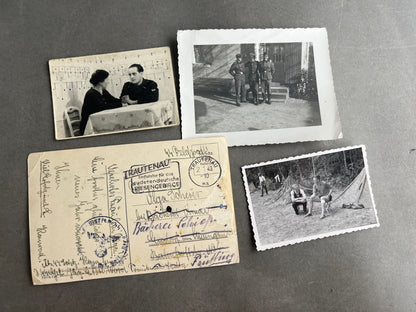 WW2 Tysk Waffen-SS Feldpost og 3 Waffen-SS Fotos. Original.