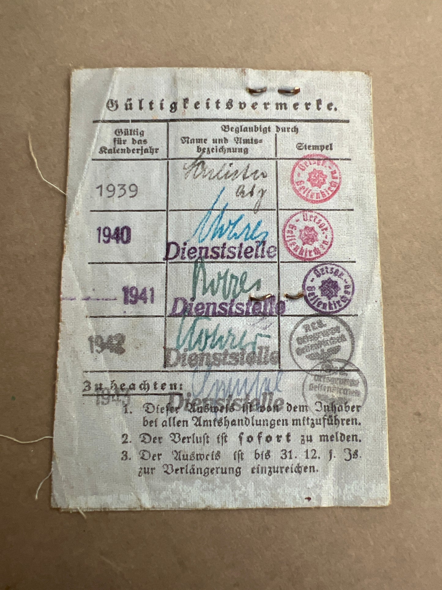 WW2 Tysk RLB Ausweis. Original.