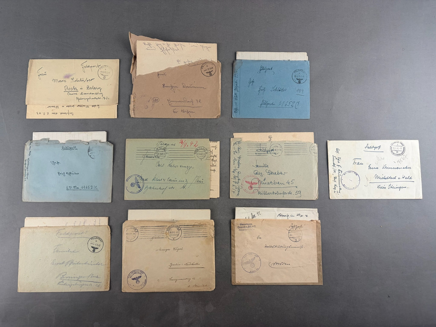 WW2 Tysk Feldpost Lot. 10 Stk. Original.