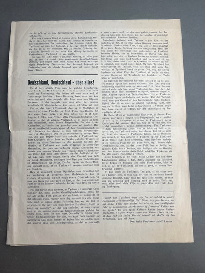 WW2 Dansk Illegal avis "Folk og Frihed" fra 1944. Original.