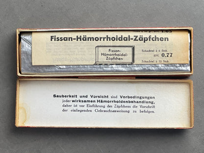 WW2 Tysk Heer Udleveret Hæmoride medicin. 12 stikpiller. Original.