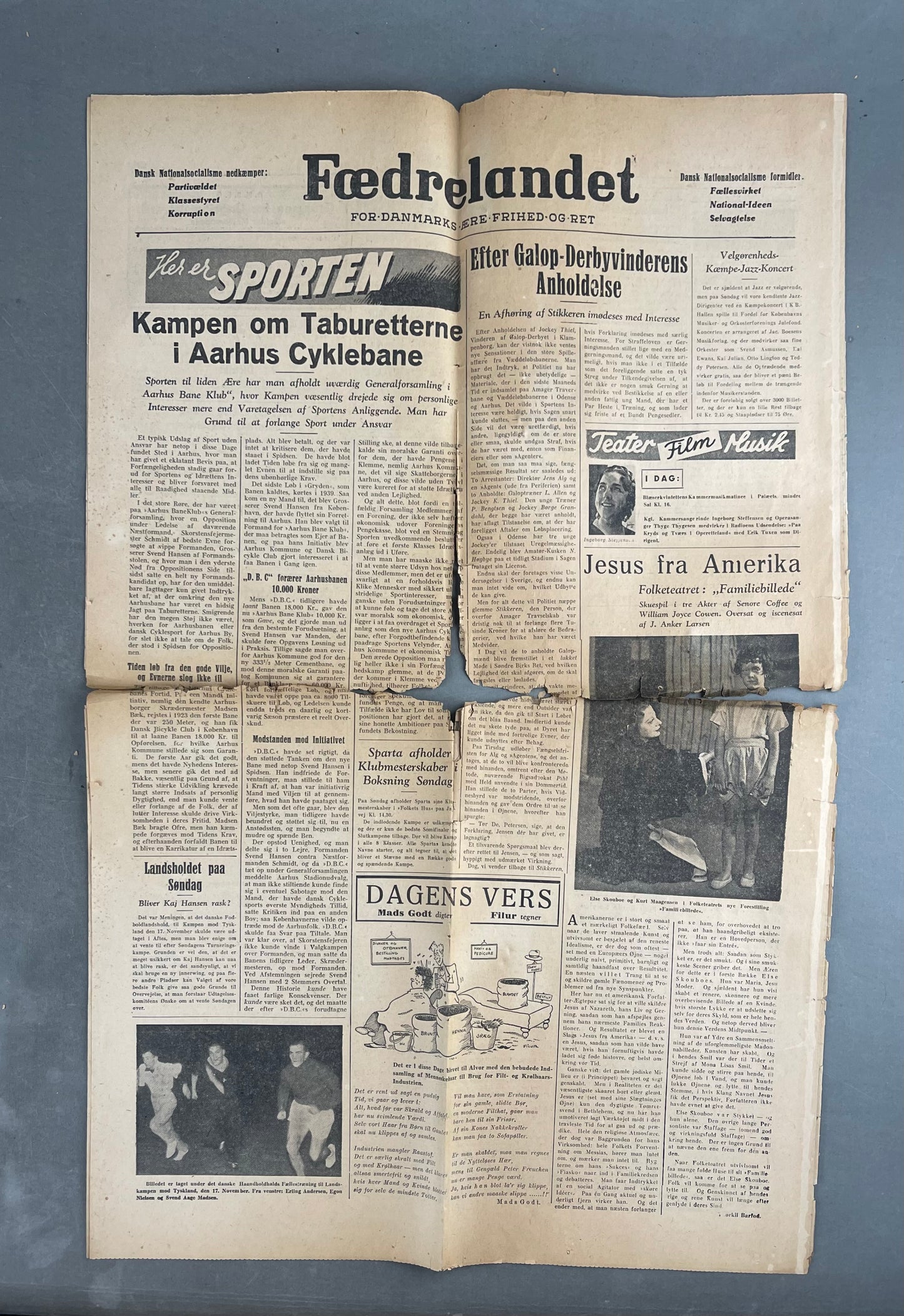 WW2 Dansk DNSAP "Fædrelandet" avis. Original.