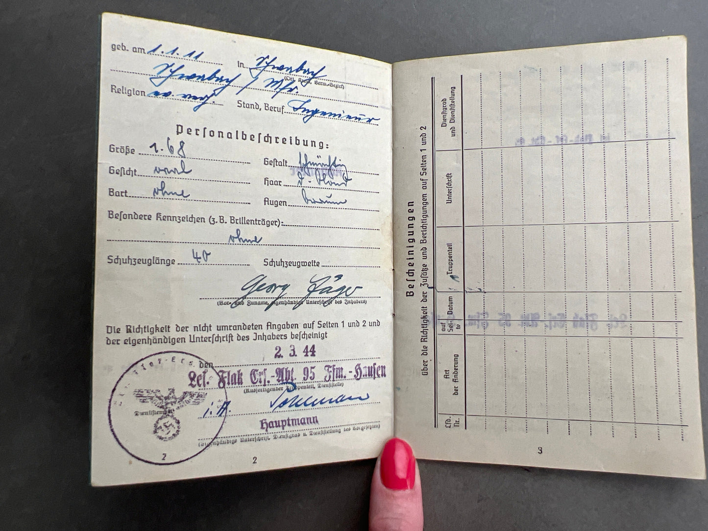 WW2 Tysk Senkrigs Luftwaffe Soldbuch. Original.