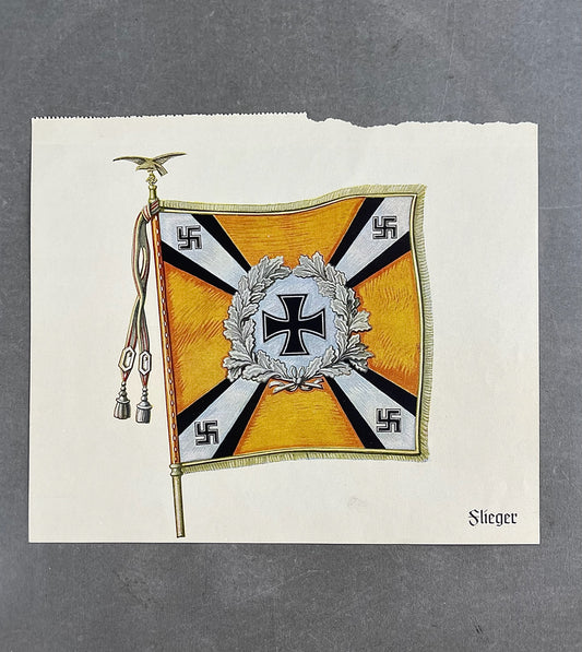 WW2 Tysk Flieger "Standarten". Trykt på papir. 22x19cm. God til display. Original.