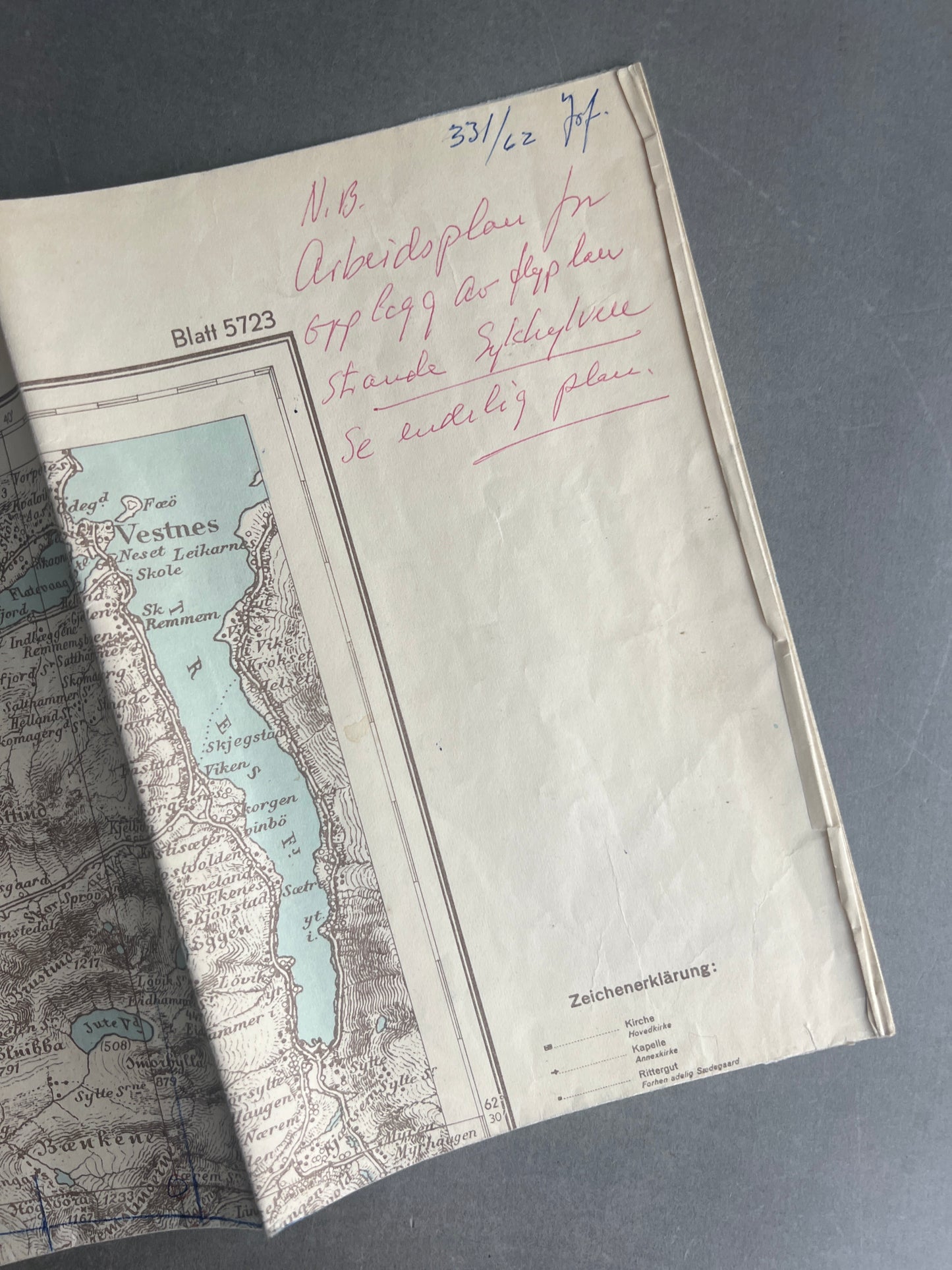 WW2 Tysk Militær Kort over en del af Norge. "Sonderausgabe" fra 1940. Original.