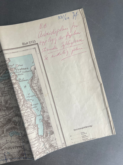 WW2 Tysk Militær Kort over en del af Norge. "Sonderausgabe" fra 1940. Original.