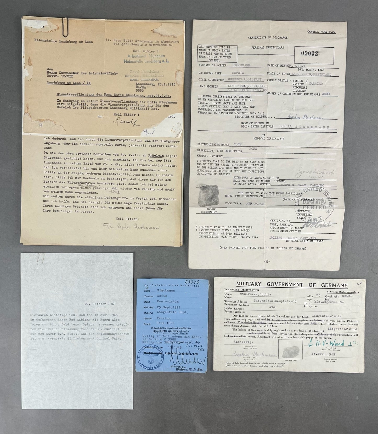 WW2 Tysk Interessant Lot fra samme person. Arbejdede for USA på en Fliegerhorst i 1945. Original.
