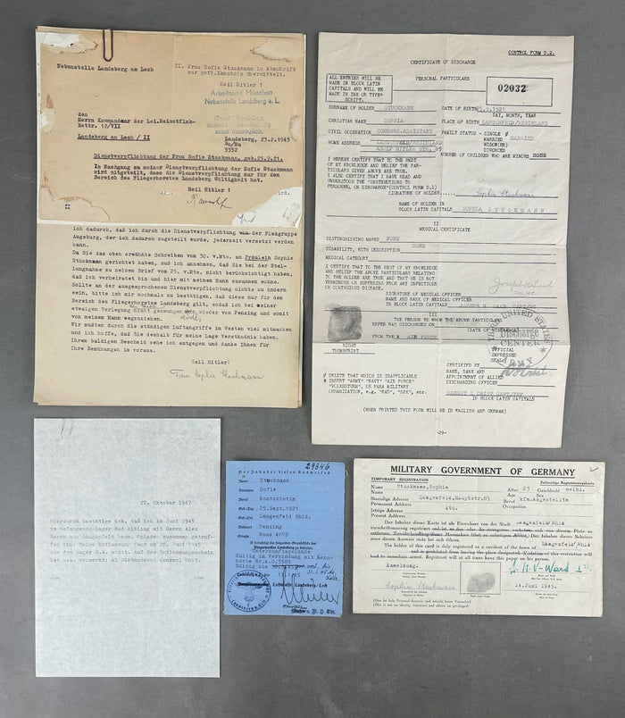 WW2 Tysk Interessant Lot fra samme person. Arbejdede for USA på en Fliegerhorst i 1945. Original.