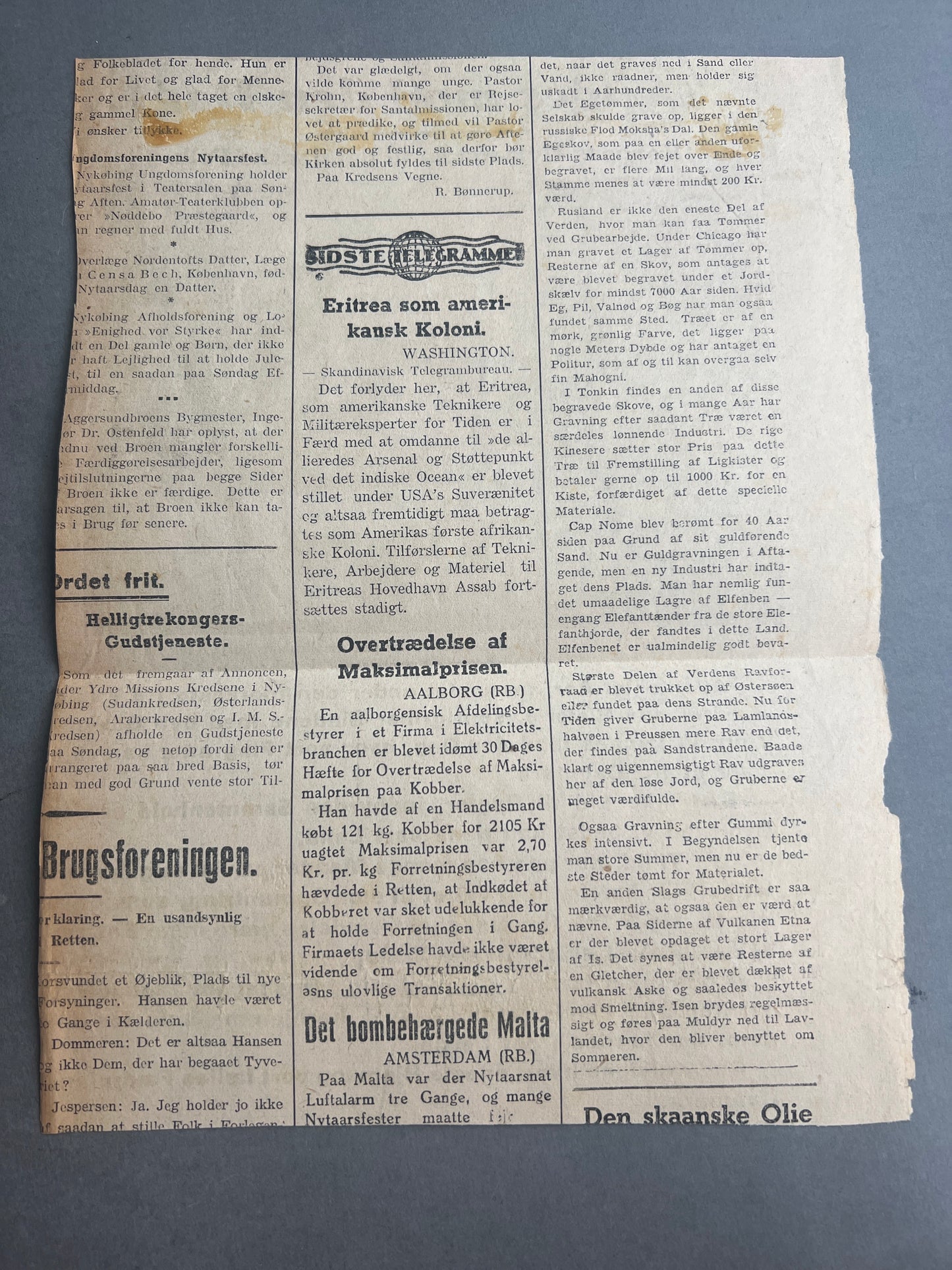 WW2 Dansk Avisudklip med Kongens Nytårstale 1942. Original.