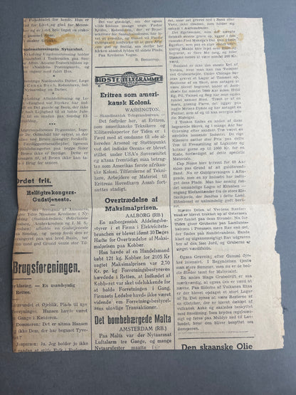 WW2 Dansk Avisudklip med Kongens Nytårstale 1942. Original.