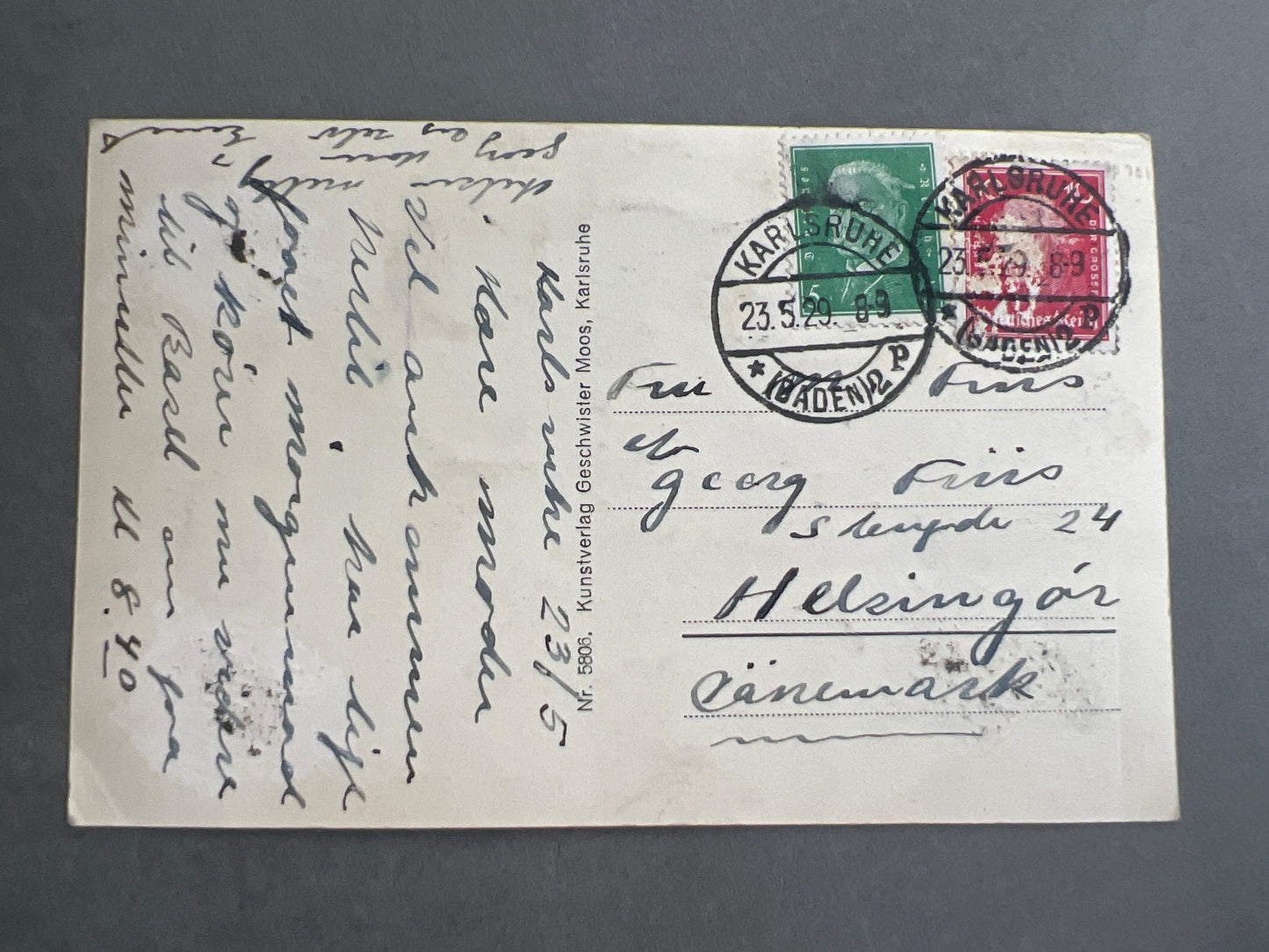WW2 Tysk Postkort. Sendt til Danmark. Original.