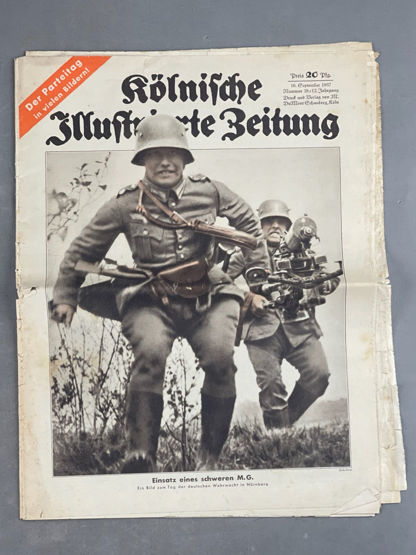 WW2 Tysk Avis fra 1937 med god Reichsheer forsidefoto. Original.