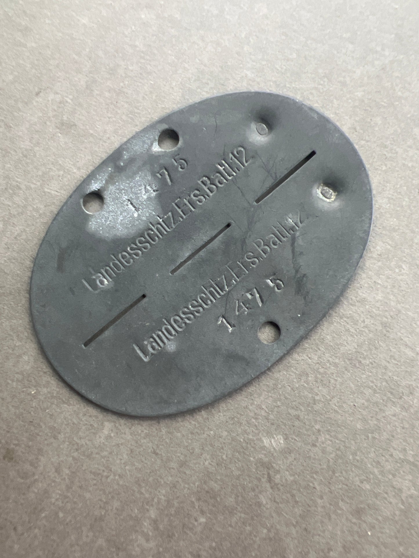 WW2 Tysk Hundetegn. "Landesschützen-Ersatz-Bataillone". Original.