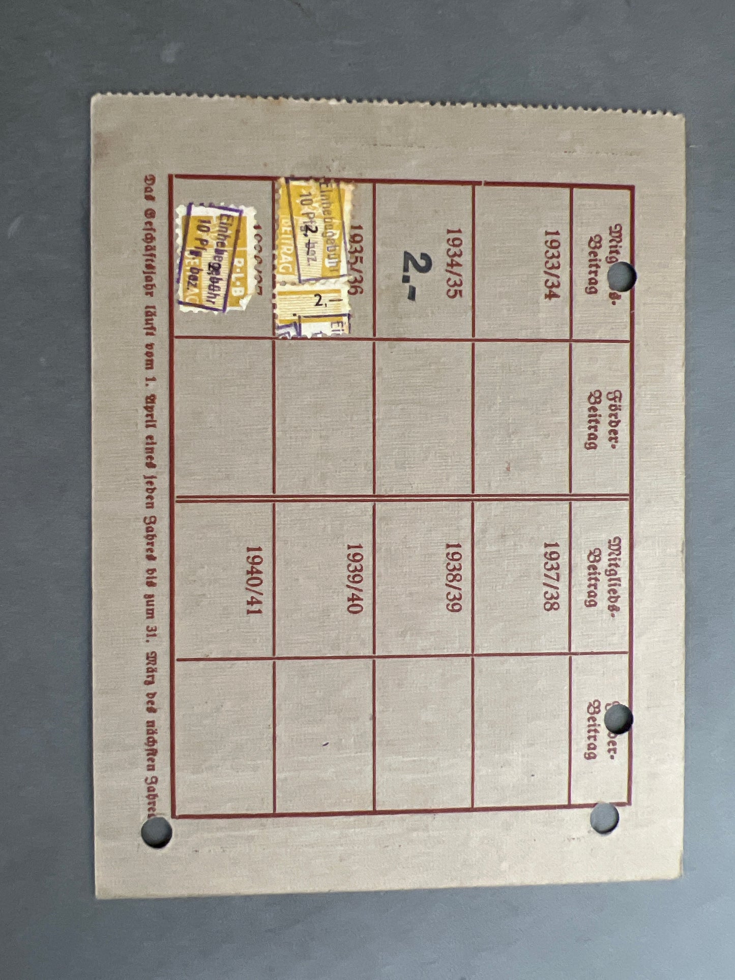 WW2 Tysk Reichsluftschutzbund Medlemskort. Original.