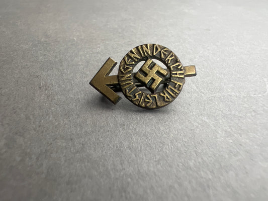 WW2 Tysk "HJ-Leistungsabzeichen" i Bronze. Miniature. Fremstiller RZM M1/101. Original.