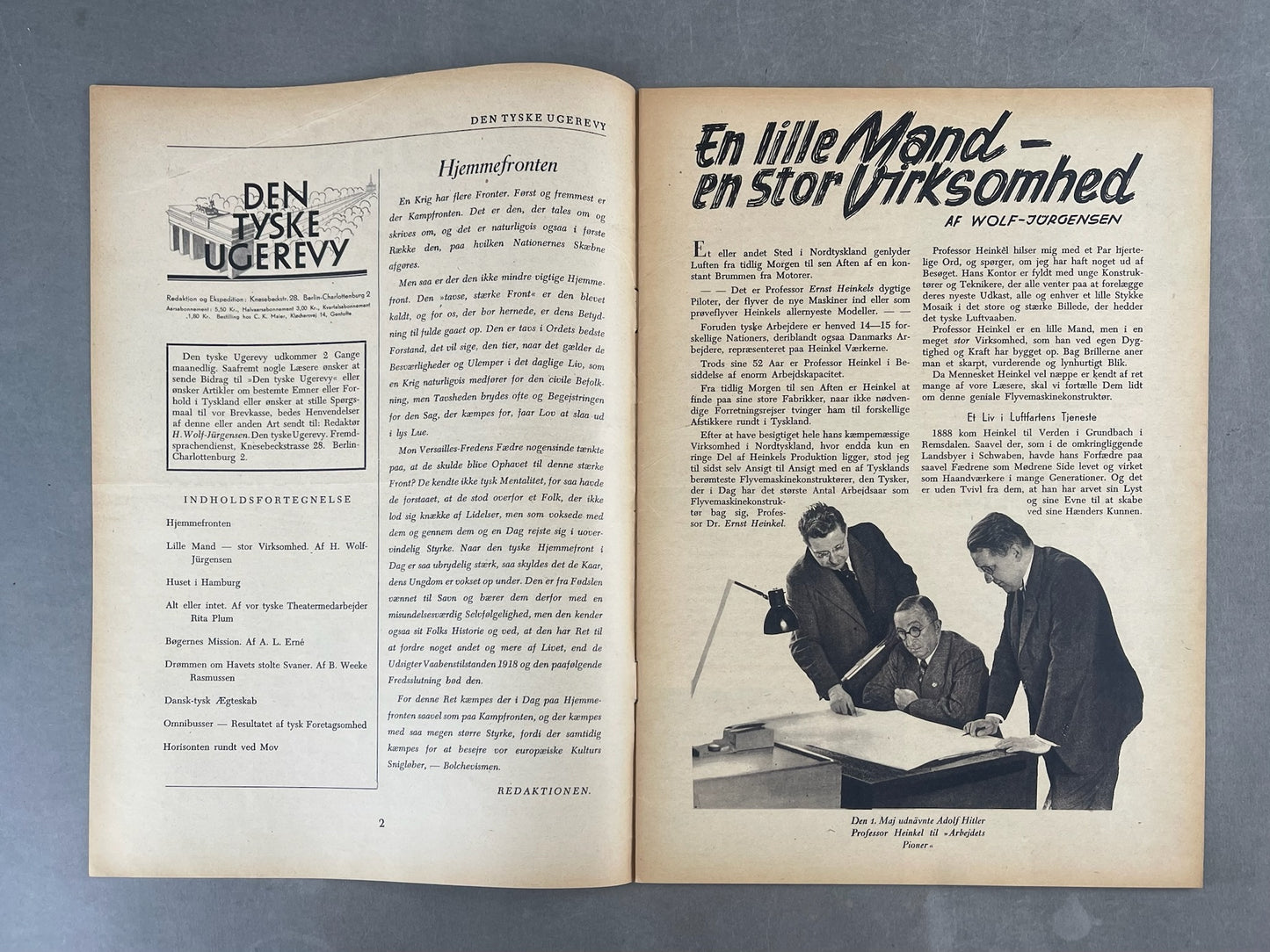 WW2 Dansk Nazistisk "Den Tyske Ugerevy" Blad. Udgivelsen med Schalburg. Original.