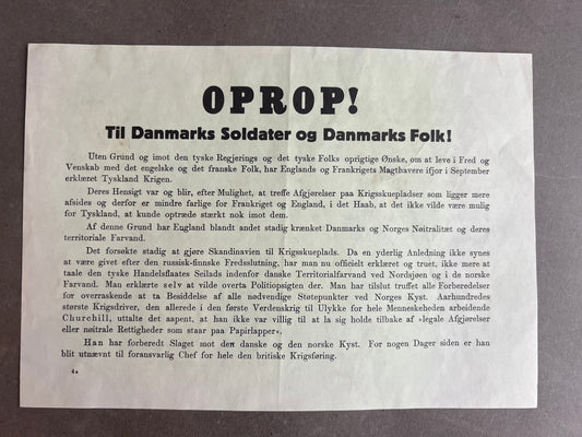 WW2 Tysk/Dansk "OPROP!". Original.