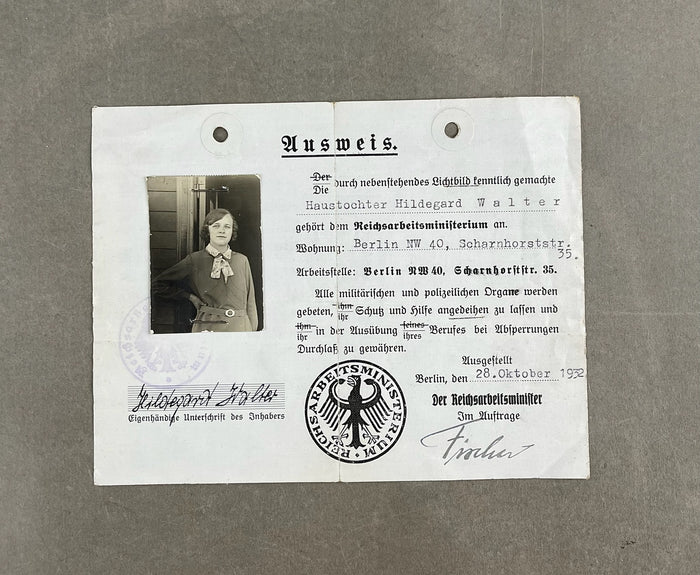 WW2 Tysk "Reichsarbeitsministerium" Ausweis. Sjælden. Original.