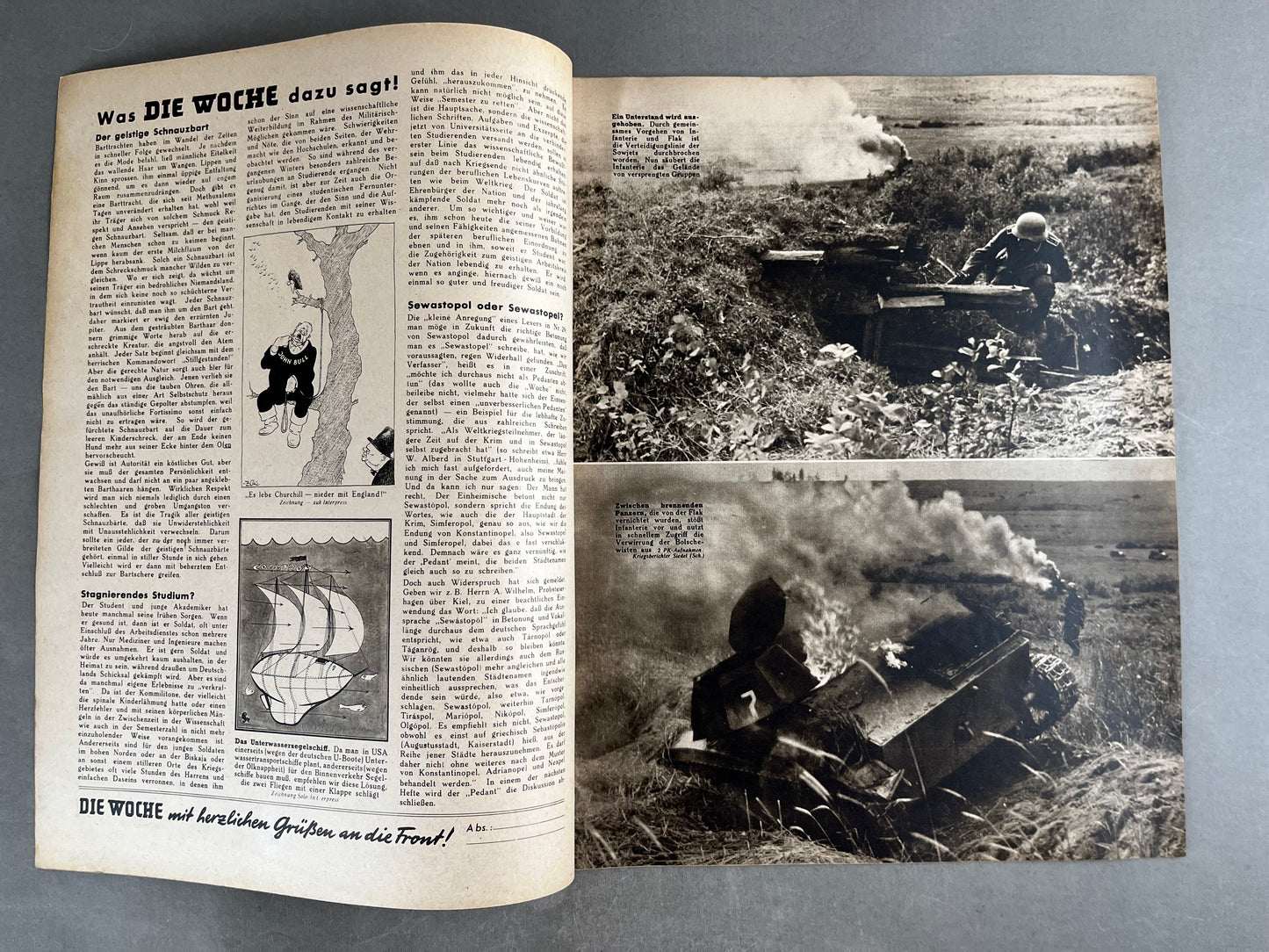 WW2 Tysk "Die Woche" Blad. Original.
