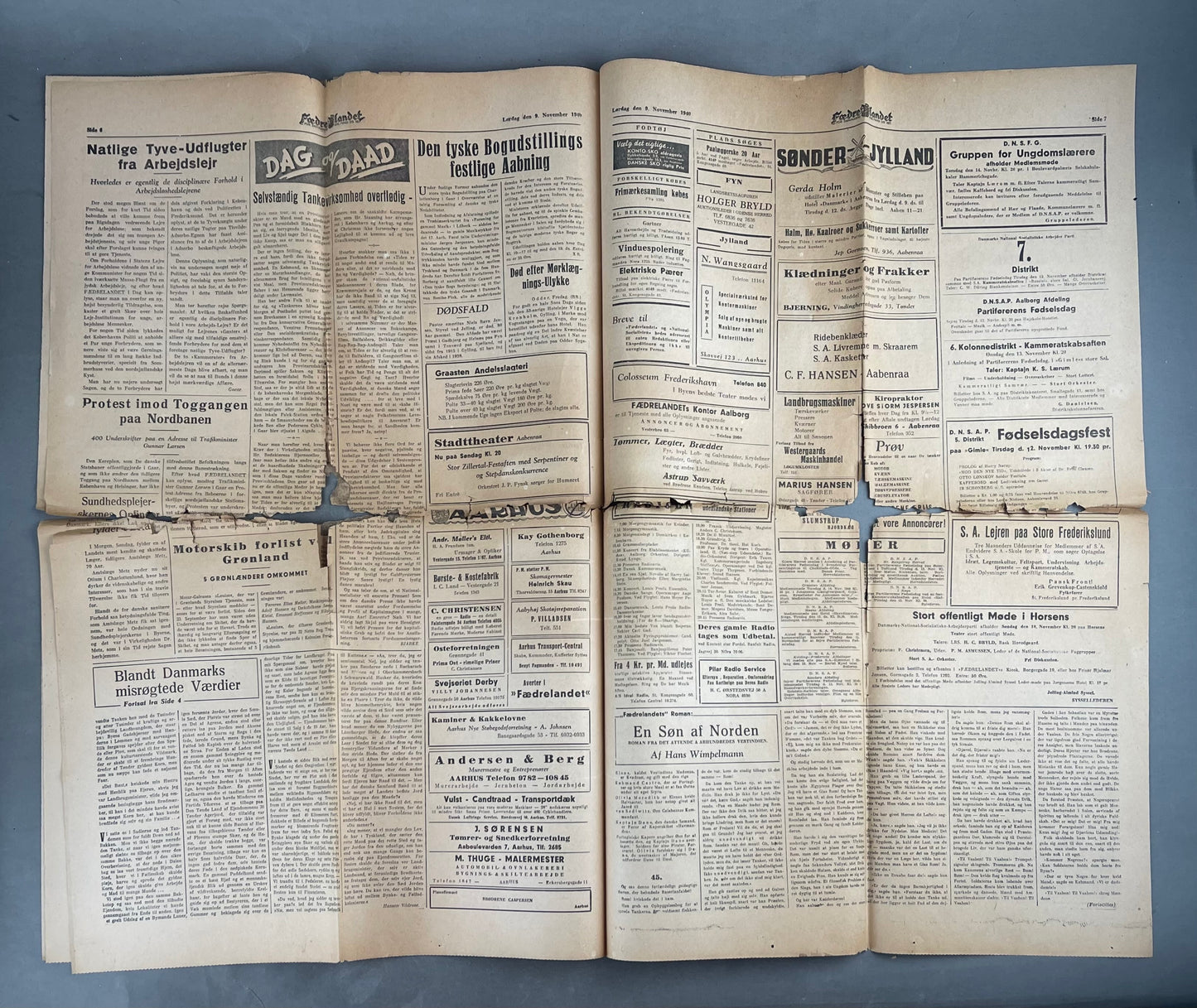 WW2 Dansk DNSAP "Fædrelandet" avis. Original.