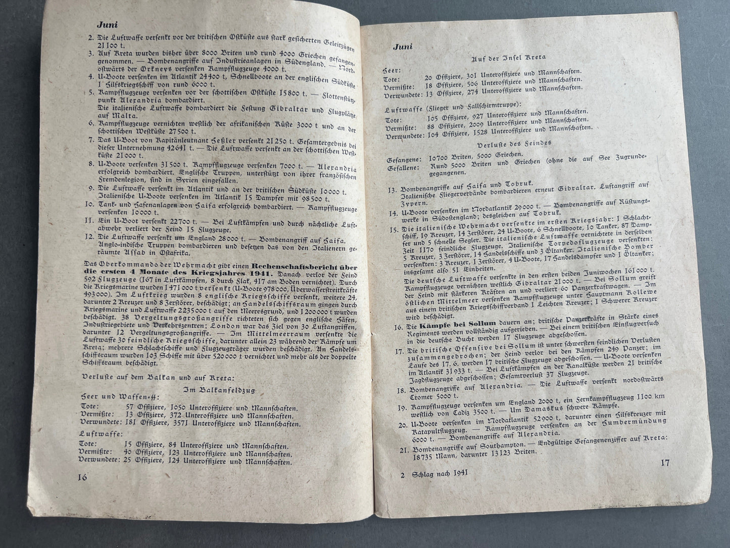WW2 Tysk Bog fra 1941. Original.