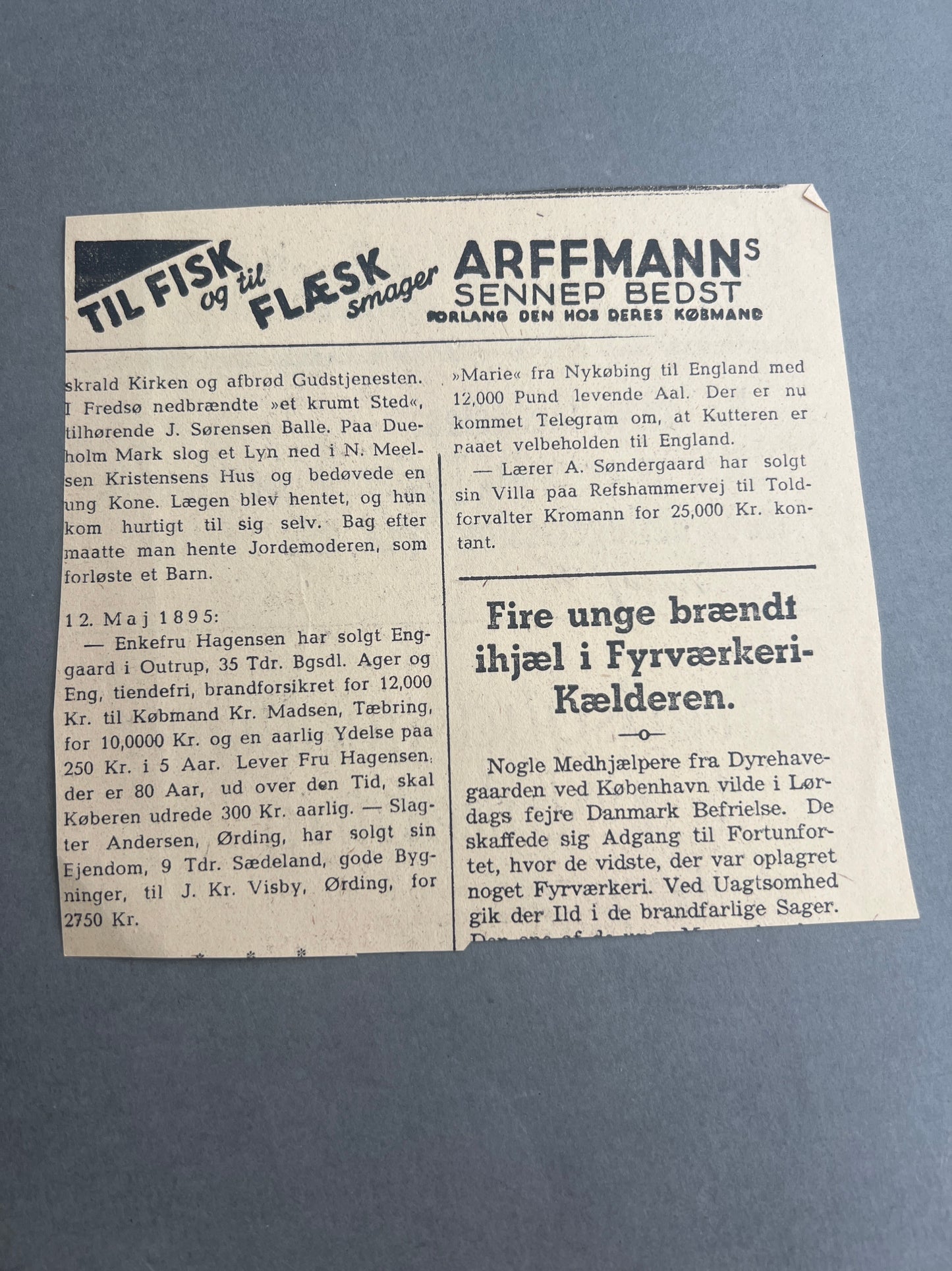 WW2 Dansk Avisudklip med Tysklands kapitulation 1945. Original.