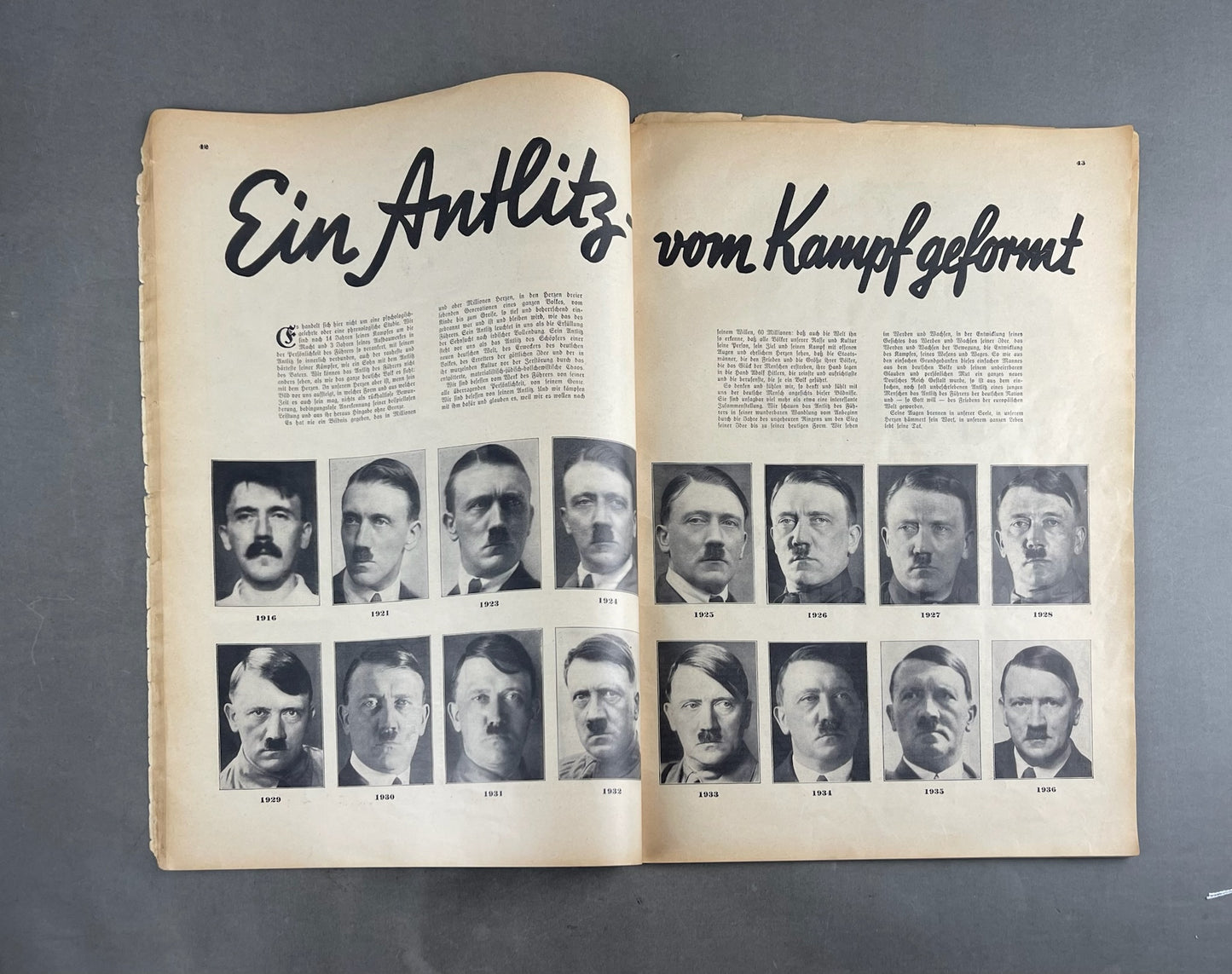 WW2 Tysk Stor Adolf Hitler Blad. A3 størrelse. Sjælden. Original.