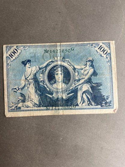 WW1 Tysk "Reichsbanknote" Pengeseddel. Original.