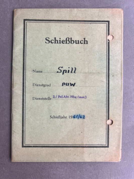 Vesttysk "Polizei Schiessbuch". Original.