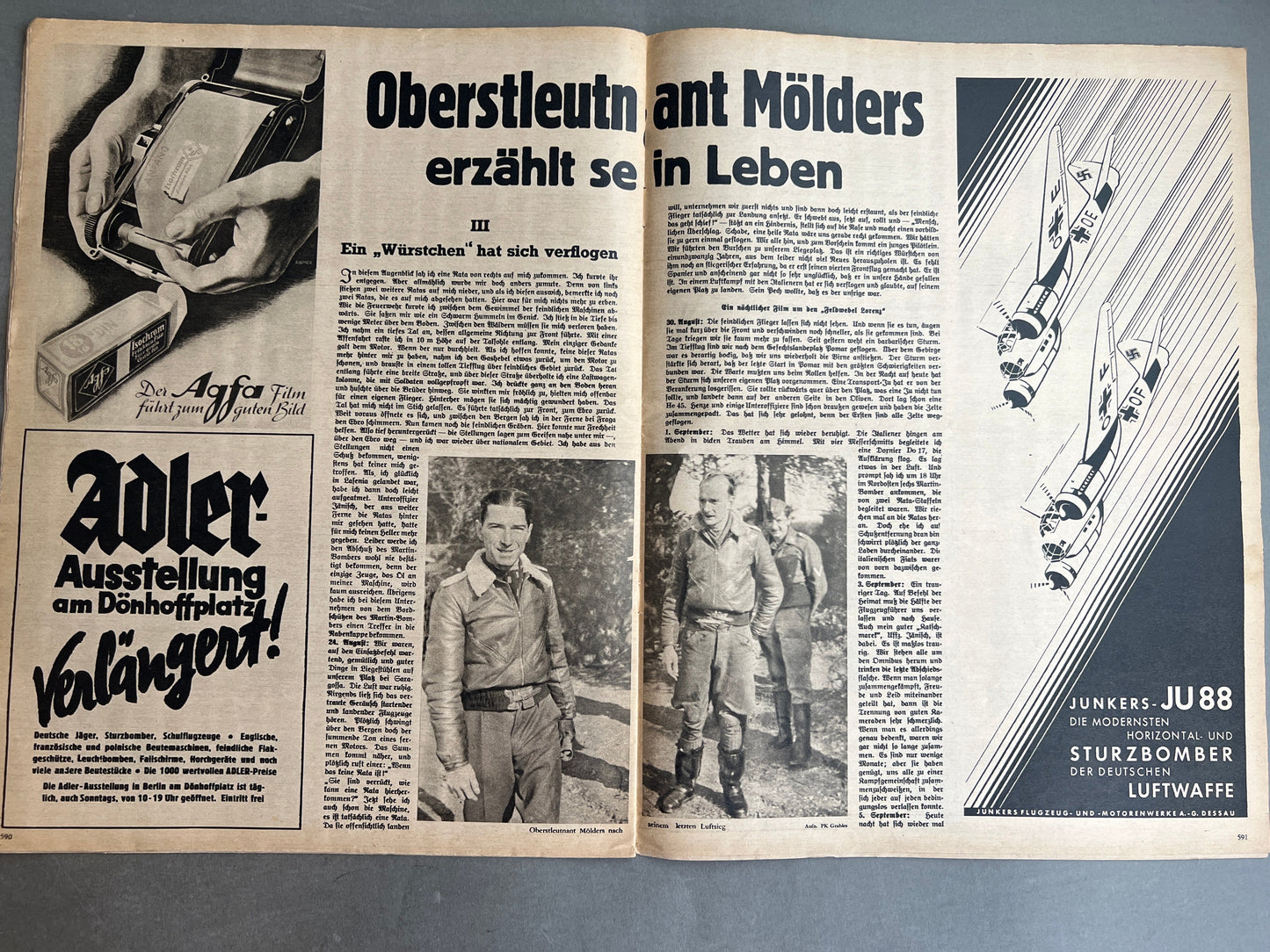 WW2 Tysk Luftwaffe "Der Adler" Blad. Original.