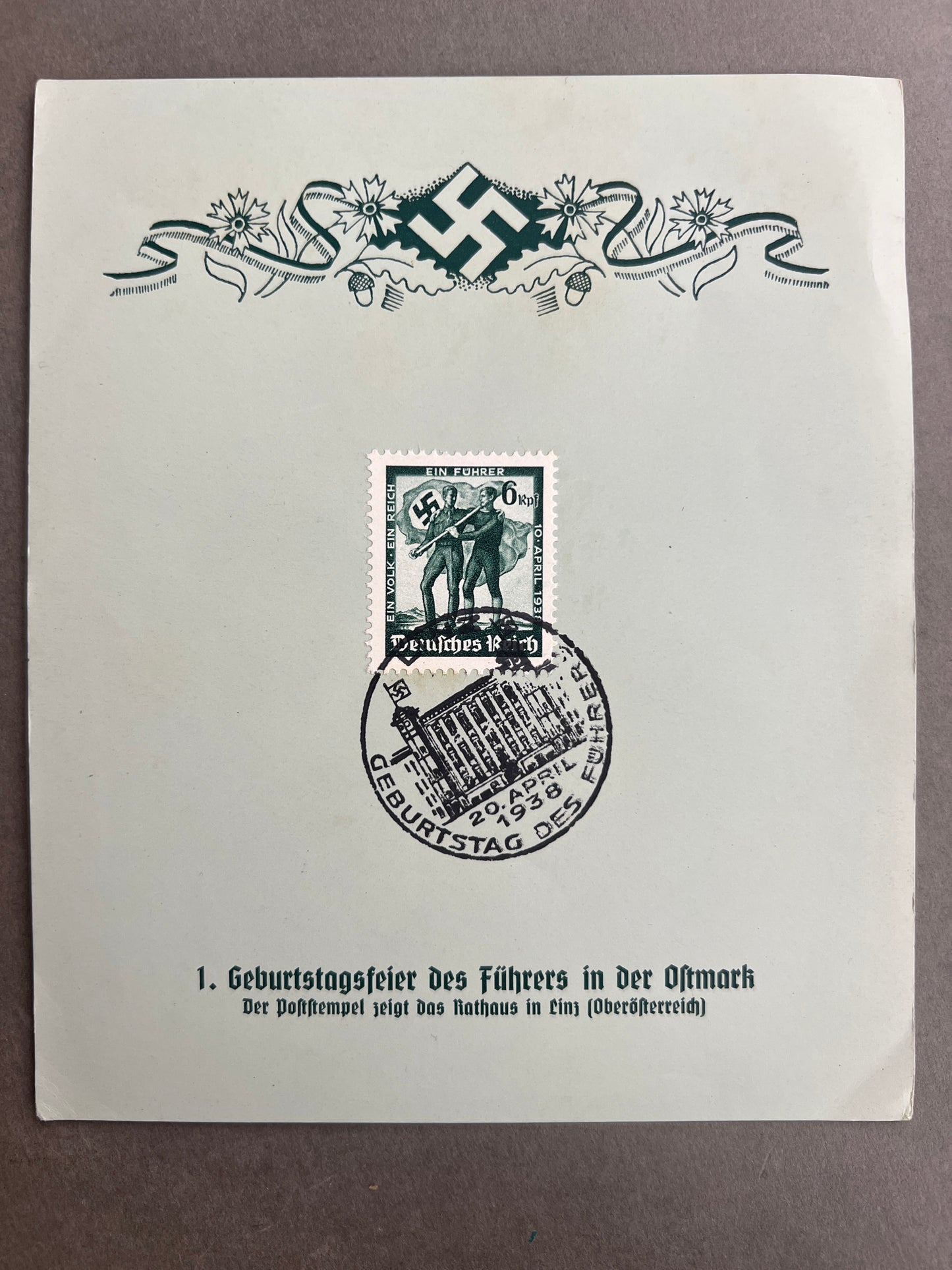 WW2 Tysk NSDAP Frimærke "ark" i anledning af AH fødselsdag. Ses ikke tit. Original.