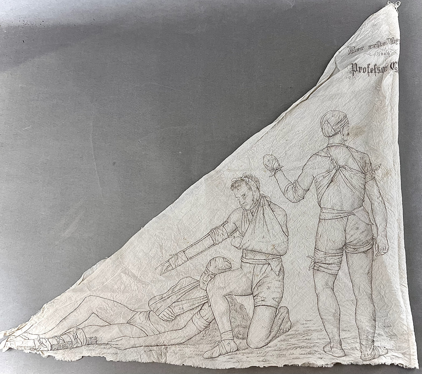 WW1 Tysk Feltforbinding med vejledning trykt. En af de bedre. Dekorativ. Original.