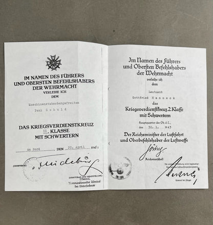 WW2 Tysk Fotokopi af Urkunder. Efterkrigs.